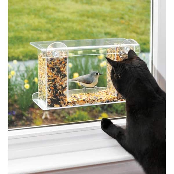 Evergreen Enterprises 12 in. 1-Way Mirror Window Mount Plastic Bird Feeder