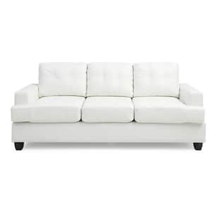 Sandridge 79 in. W Flared Arm Faux Leather Straight Sofa in White