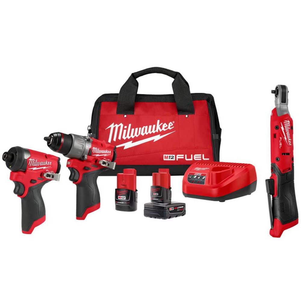 M12 FUEL 12-Volt Lithium-Ion Brushless Cordless Hammer Drill and Impact Driver Combo Kit and 1/4 in. Ratchet (3-Tool) price history on PriceWatchPro