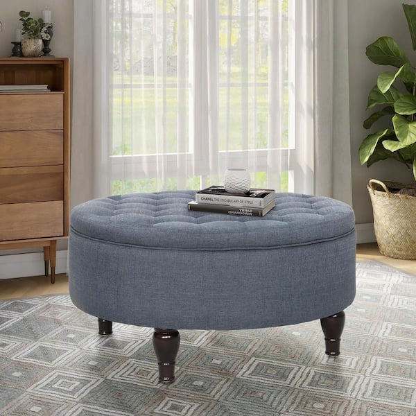 Dark grey tufted ottoman discount
