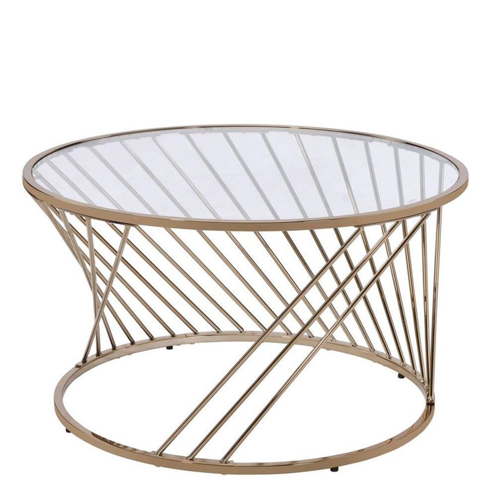 Magic Home 32 in. Metal Framed Coffee Table with Glass Top, Champagne MHHOCT15 The Home Depot