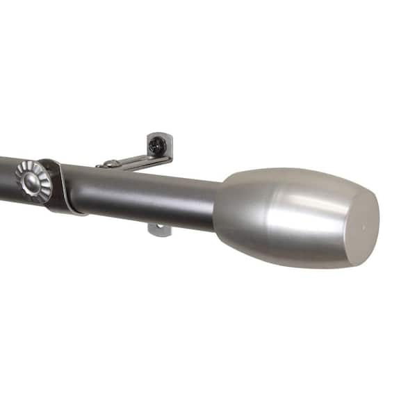Rod Desyne 120 in. - 170 in. Satin Nickel Telescoping Single Curtain Rod Kit with Harley Finial