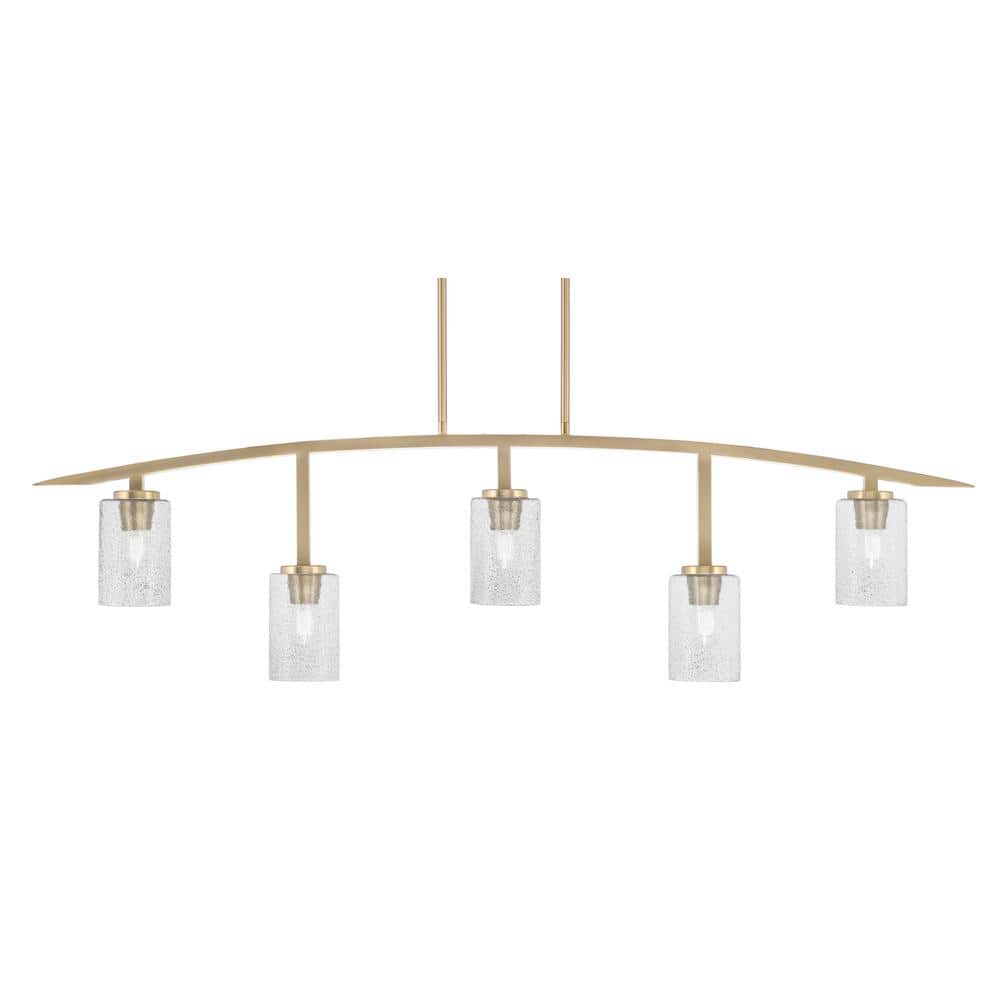 Siena 51.25 in. 5-Light New Age Brass Chandelier with 4 in. Smoke Bubble Gl