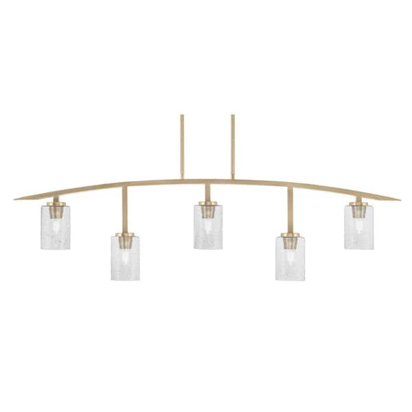 Unbranded Siena 51.25 in. 5-Light New Age Brass Chandelier with 4 in. Smoke Bubble Glass Shades, no bulbs included