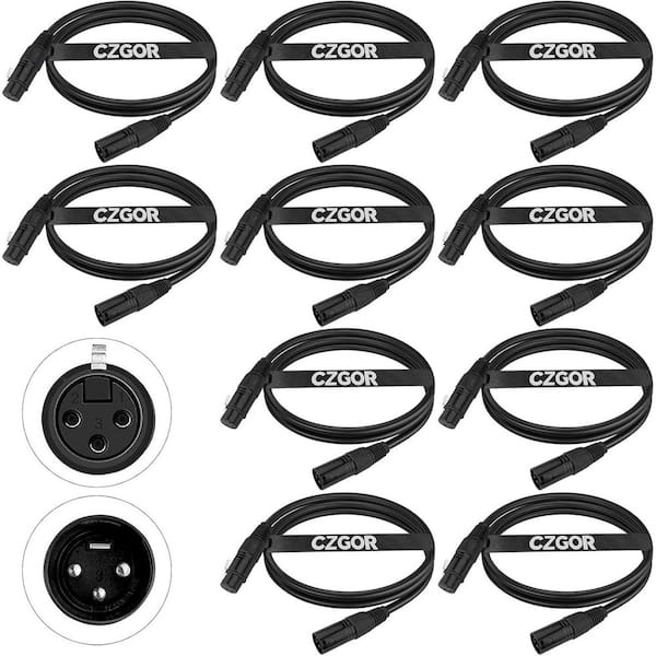 Vrbgify 6.5 ft. Flexible DMX Cable Wire and 3 Pin XLR Male to Female Cable Wire for Stage Lighting Signal Connection, 10 Pack