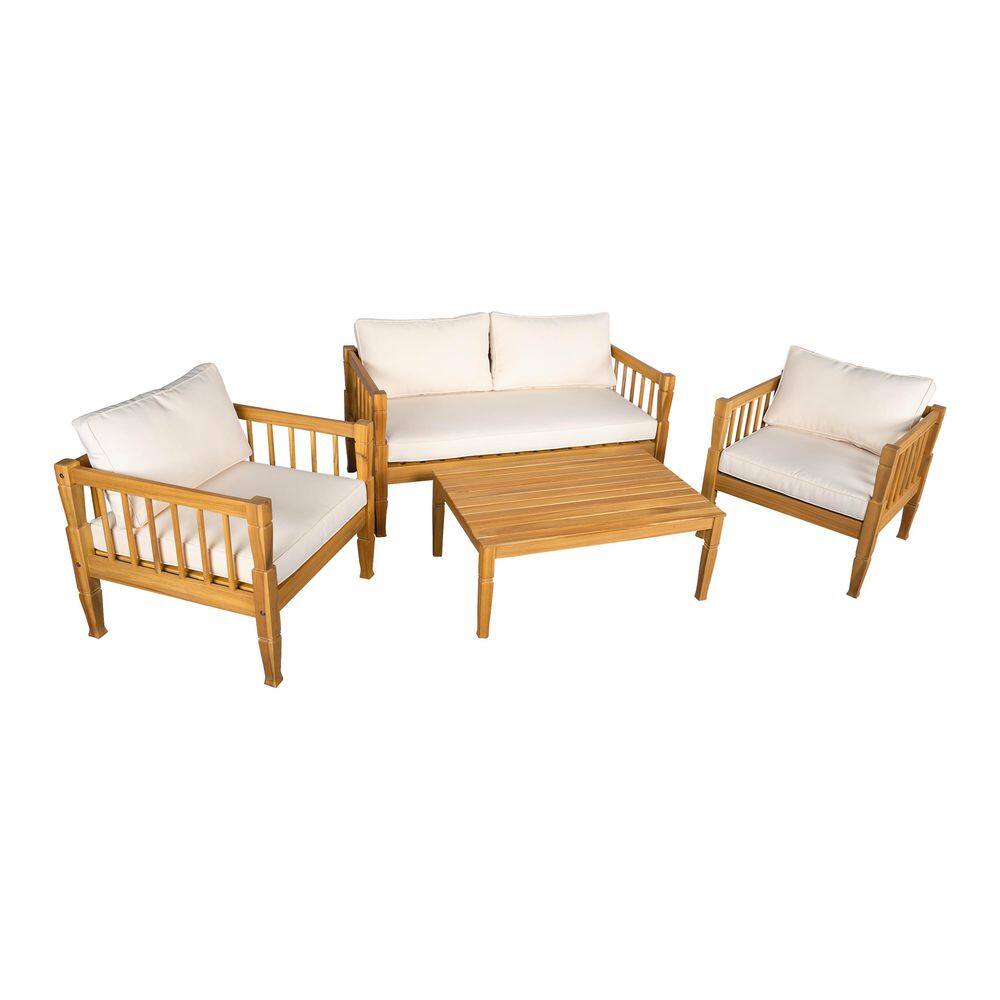 Teak Acacia Wood Outdoor Patio Conversation Set with Thick Cushion for Backyard price history on PriceWatchPro