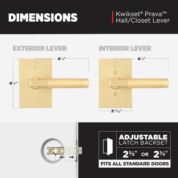 Kwikset Prava Satin Brass Passage Hall/Closet Door Handle 4-Pack