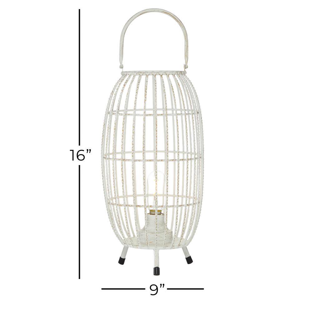 Elegant Oval White Metal LED Candle Lantern, 16.4" Hanging Design