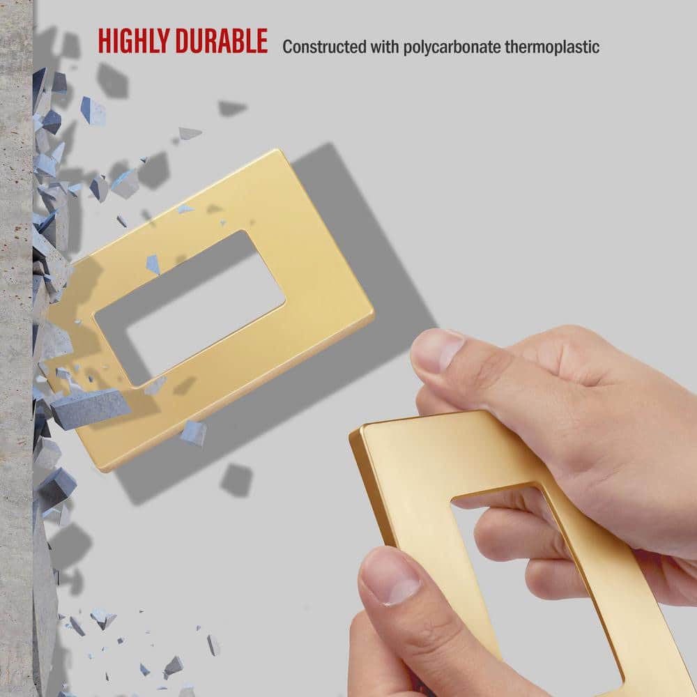 Gold 1-Gang Screwless Decorator Wall Plate, Polycarbonate