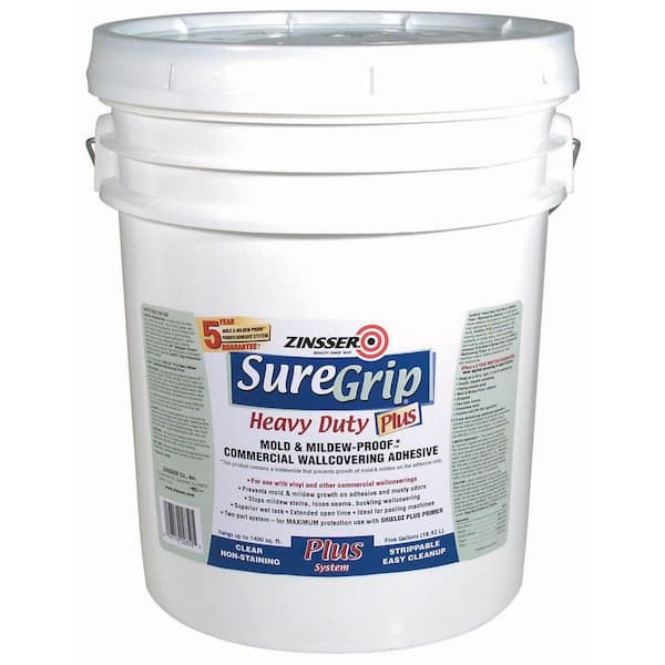 Zinsser SureGrip 5 gal. Clear Heavy Duty Plus Mold & Mildew-Proof Commercial Wallcovering Adhesive