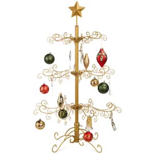 3 ft. Gold Unlit Wrought Iron Ornament Display Artificial Christmas Tree