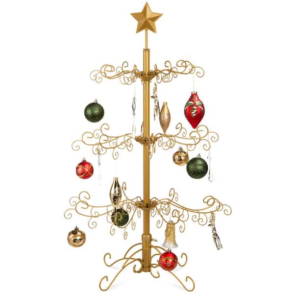 Best Choice Products 3 ft. Gold Unlit Wrought Iron Ornament Display Artificial Christmas Tree