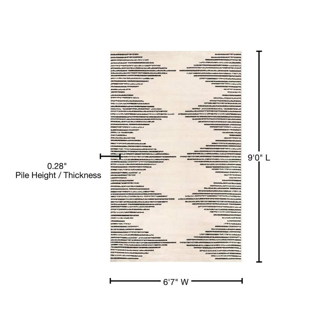 Romina Gray and Black Synthetic Rectangular Area Rug