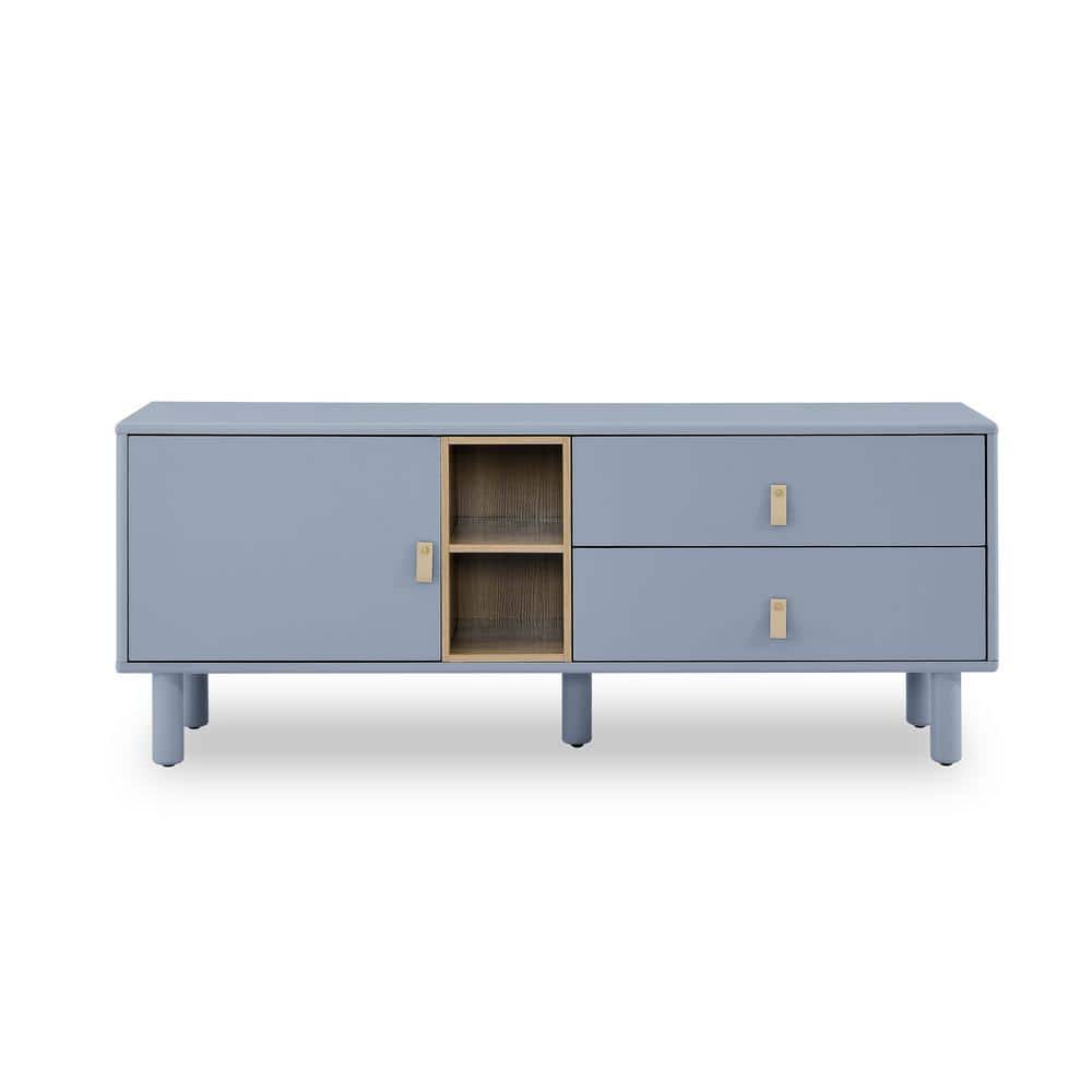 54.57 in. W x 15.75 in. D x 21.65 in. H Blue Linen Cabinet with Doors, Leather Handle Drawer Chest price history on PriceWatchPro
