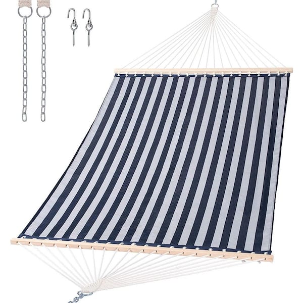 Unbranded 14 ft. Quick Dry Hammock Double Size with Spreader Bar, 2 Person HammockHammock (Sling-blue)