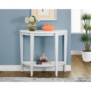 36 in. White Standard Half Moon Console Table with Storage