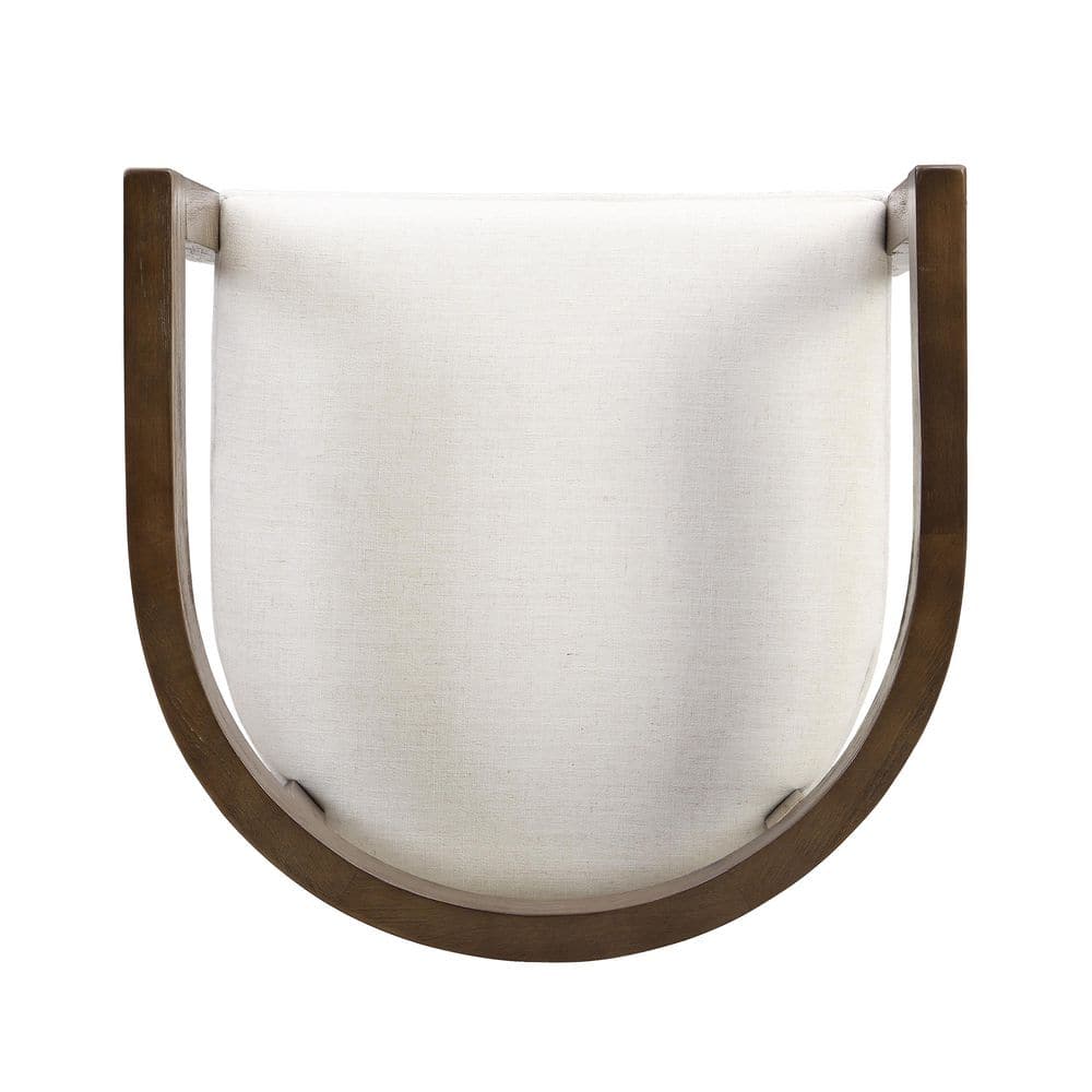 Beige Upholstered Wood Dining Chairs with Open-Back Design, Set of 2