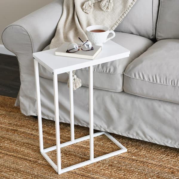 HOUSEHOLD ESSENTIALS 10.25 in. W C Table Scandinavian White