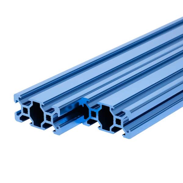 ‎POWERTEC 2-Pcs 24 in. 2040 T-Slot Aluminum Extrusion Profile Linear Rail, Anodized Blue, 20mm x 40mm, for CNC, 3D Printer Frames