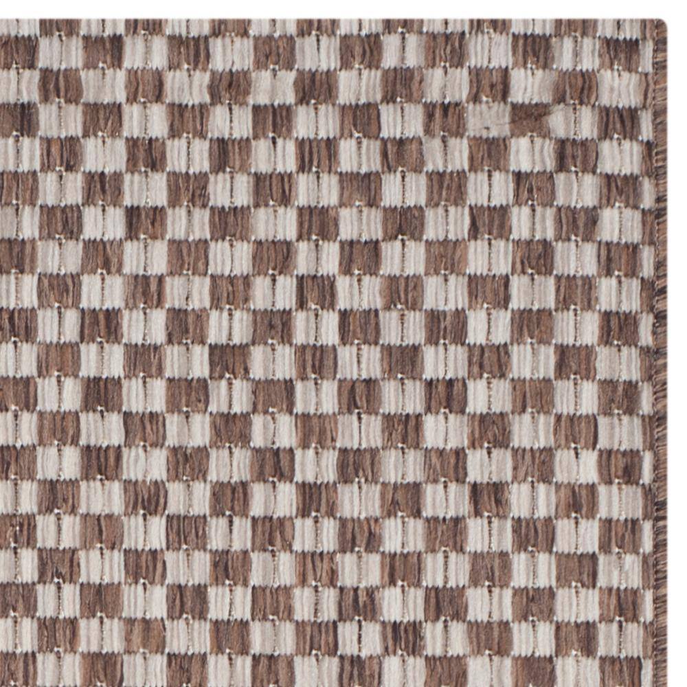 Light Brown and Grey Flat Woven Reversible Synthetic Rug, 2' x 3'7"