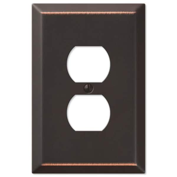 AMERELLE Oversized Aged Bronze 1-Gang Duplex Outlet Steel Wall Plate (4-Pack)