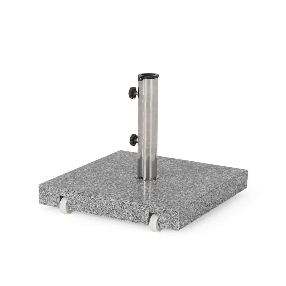 Granite Patio Umbrella Base in Natural with Carrying Handle and Wheels for 
