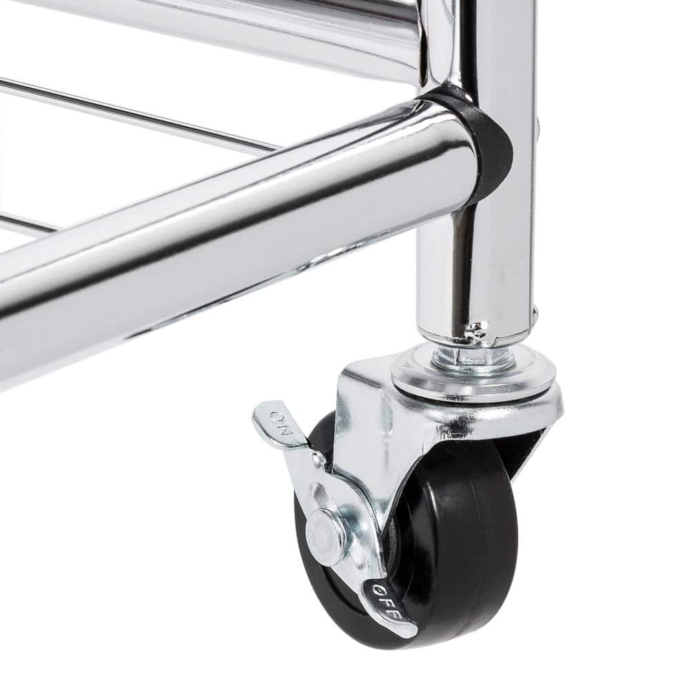 Chrome Quad Laundry Sorter with White Bags and Wheels