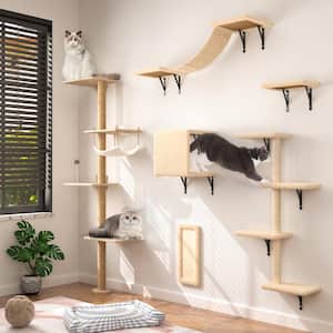 6 Pcs Cat Tree Shelves Wall-Mounted Climber, Large