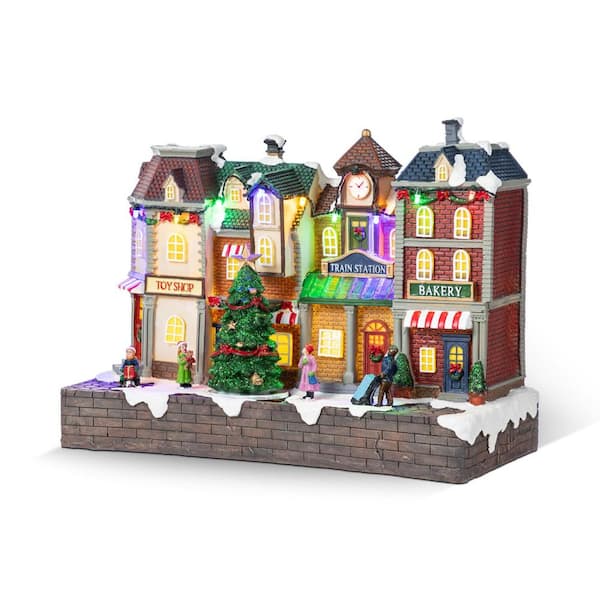 9.00 in. Lighted Train Station Resin Christmas Village with Movement and Music