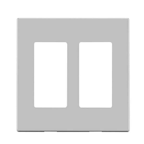 Leviton Light Gray 2-Gang Decora Outlet Screwless Wall Plate