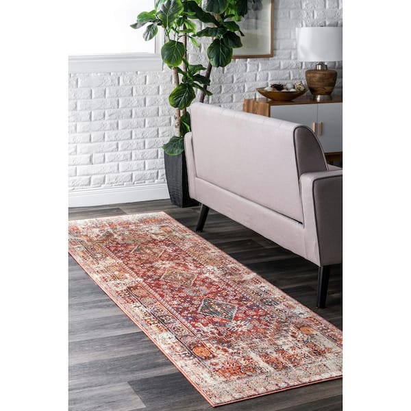 Farley Medallion Fringe Rust 2 ft. 6 in. x 6 ft. Indoor Runner Rug