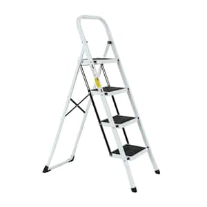 4-Step Iron Folding Step Stool Ladder 330 lbs. Load Capacity Type IA Duty Rating (5.51 ft. Reach Height), White