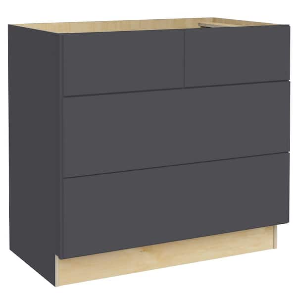 Hargrove 36 in. W x 24 in. D x 34.5 in. H Assembled Plywood Drawer Base Kitchen Cabinet in Valiant Onyx with Soft Close