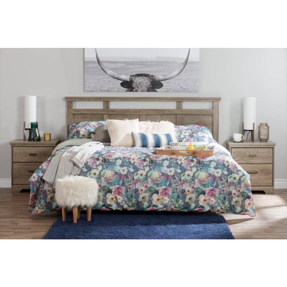 Versa Weathered Oak King Wood Headboard with Vertical Laths