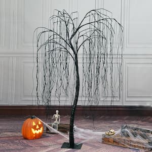 7 ft. Purple Pre-Lit LED Halloween Tree Artificial Christmas Tree with Spiders and 256 LED Lights