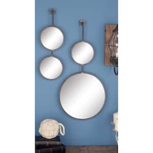 32 in. x 16 in. Hanging Round Framed Black Wall Mirror (Set of 4)