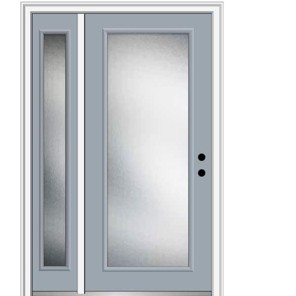 MMI Door 53 in. x 81.75 in. Micro Granite Left-Hand Inswing Full Lite Decorative Painted Fiberglass Smooth Prehung Front Door