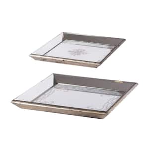 Violet Mirrored Square Champagne Trays (Set of 2)