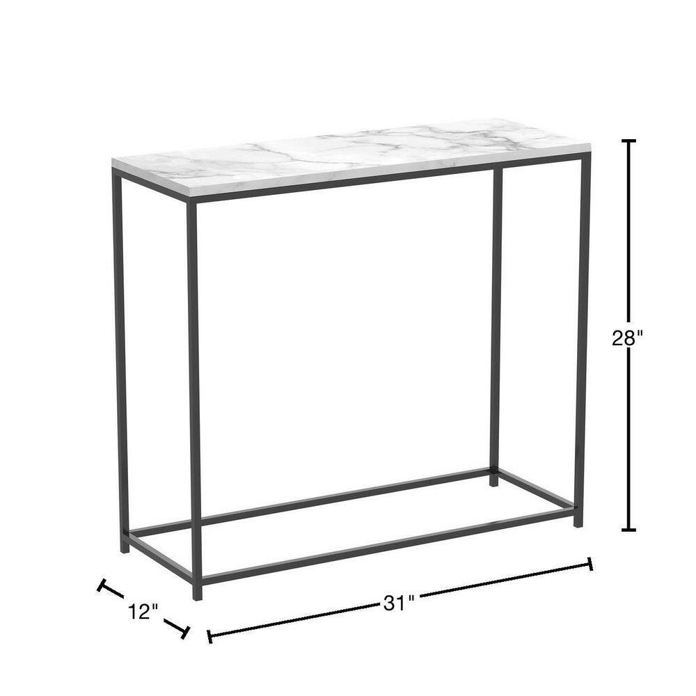 28" Black Marble and Metal Console Table