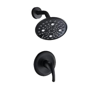 Single-Handle 6-Spray Round High Pressure Shower Faucet with 5.91 in. Large Shower Head in Matte Black (Valve Included)