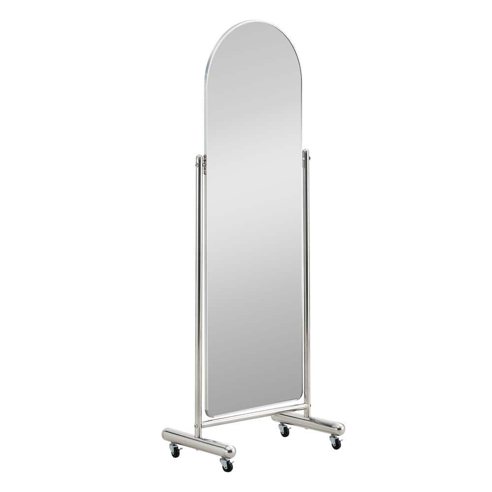 23.60 in. W x 65.30 in. H Arched Silver Steel Frame Full Length Mirror with