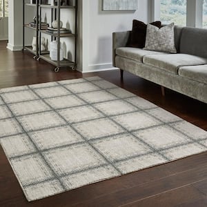 Apex Beige/Blue 3 ft. x 5 ft. Casual Geometric Blocks Polyester Indoor Area Rug