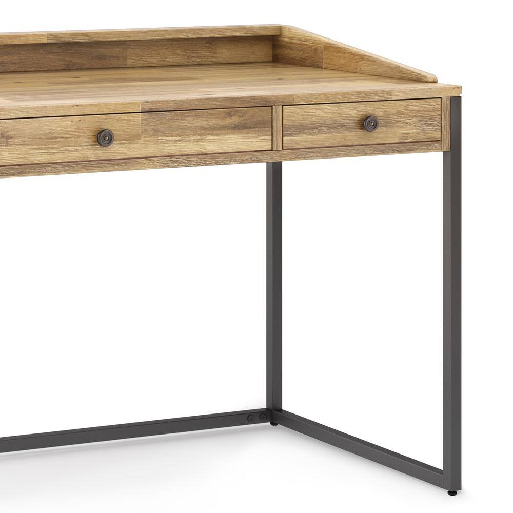 Distressed Golden Wheat Acacia Wood Writing Desk with Keyboard Tray