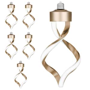 60W Equivalent Dimmable Oversized Spiral E26 LED Light Bulb Matte Gold Finish, Frosted Lens Bright White 3000K (6-Pack)