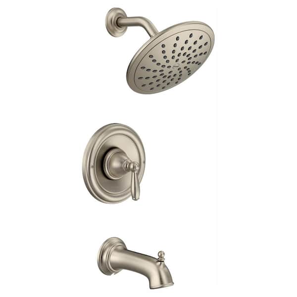 MOEN Brantford Posi-Temp Rainshower Single-Handle Tub and Shower Faucet Trim Kit in Brushed Nickel (Valve Not Included)