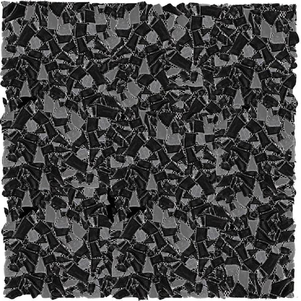 Apollo Tile Black 4 in. x 5 in. Polished and Honed Pebble Glass Mosaic Tile Sample (0.13 sq. ft./Piece)