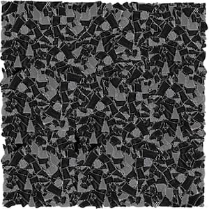 Black 11.8 in. x 11.8 in. Pebble Polished and Honed Glass Mosaic Tile (15 Cases/65.4 sq. ft./Pallet)