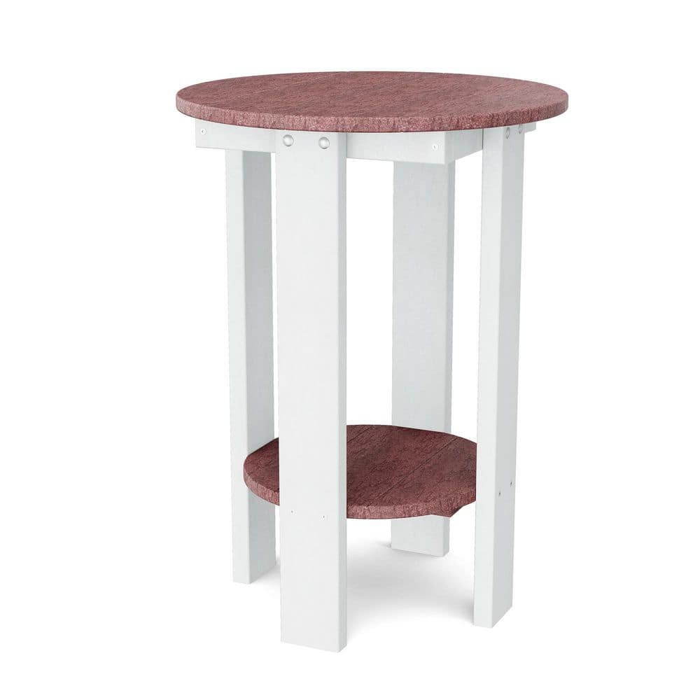 Heritage Cherrywood and White Round HDPE Plastic Outdoor Side Balcony Table price history on PriceWatchPro