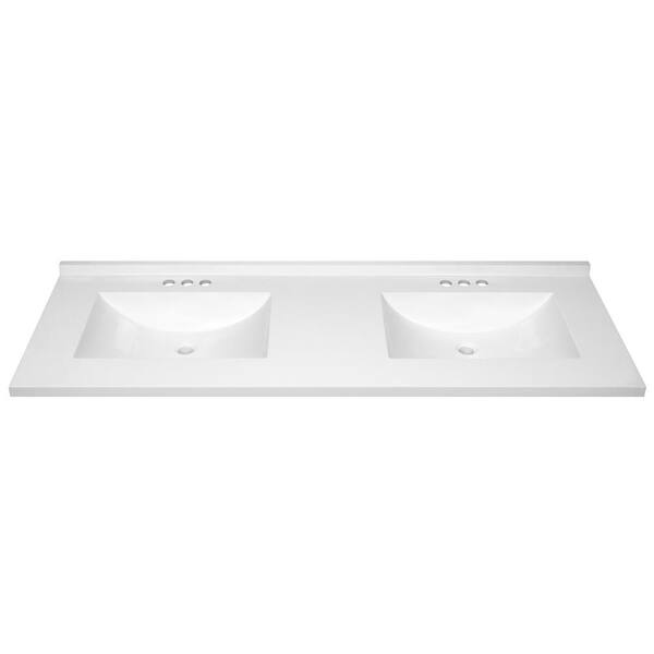 Camilla 61 in. Cultured Marble Vanity Top in Solid White with Double Basin Camilla 61 in. Cultured Marble Vanity Top in Solid White with Double Basin