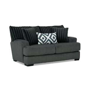 Lola 72 in. Gray Polyester Chenille 2-Seater Loveseat With Reversible Cushions